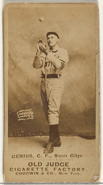 Goodwin & Company, C. Frank Genins, Center Field, Sioux City Corn Huskers, from the Old Judge series (N172) for Old Judge Cigarettes