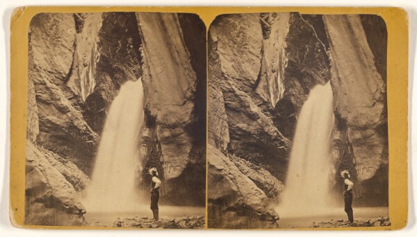 Unknown, [Man viewing a waterfall]