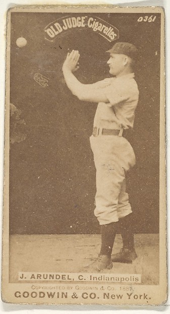 Goodwin & Company, J. Arundel, Catcher, Indianapolis, from the Old Judge series (N172) for Old Judge Cigarettes