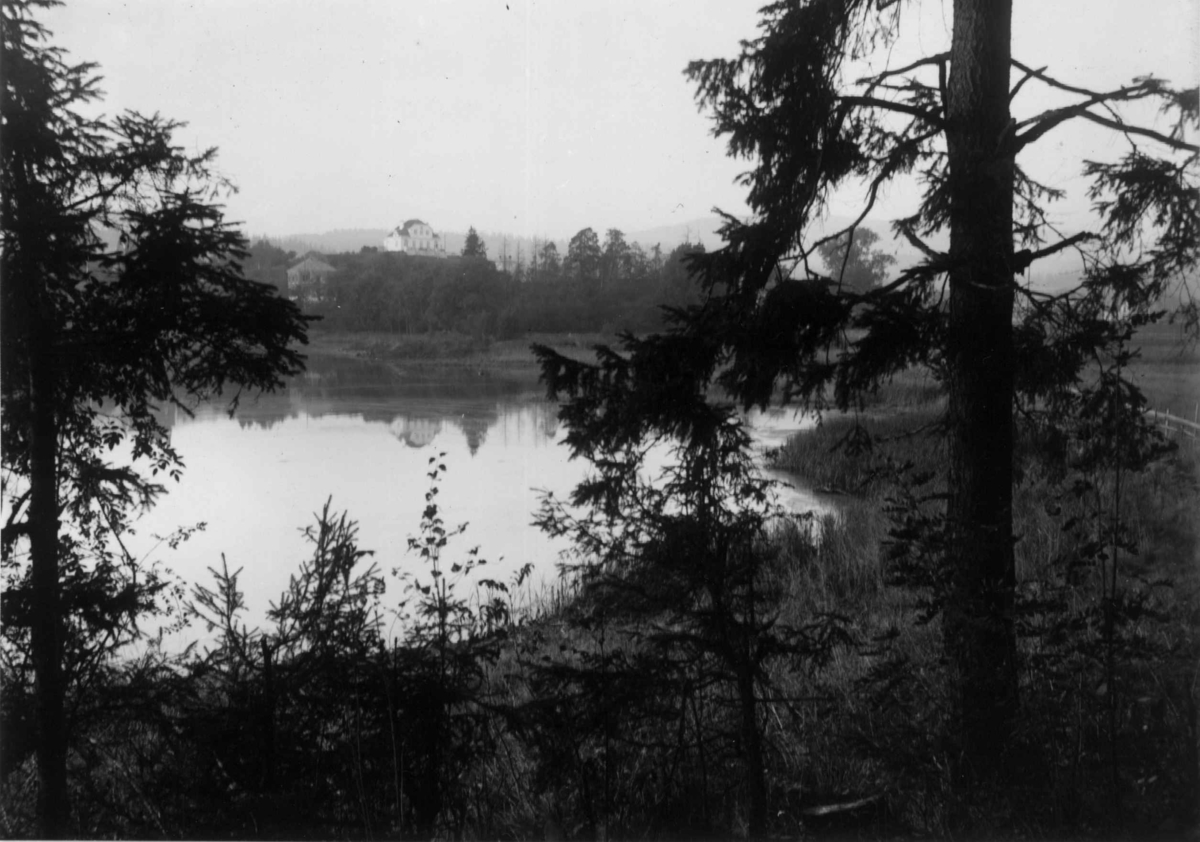 Hermann Christian Neupert, Bestumkilen, Oslo 1908. Bilde tatt fra skog over kilen mot Drammensveien. Det hvite huset er Tingstuveien 23, dr. F. Levy.