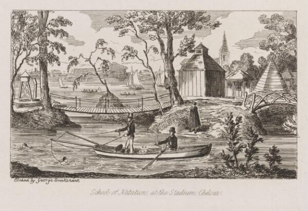 Cruikshank, George, School of Natation, at the Stadium, Chelsea.
