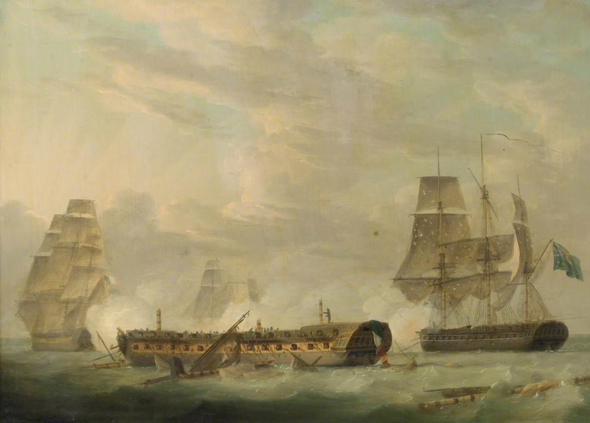 Robert Dodd, Action at sea: a French frigate completely dismasted