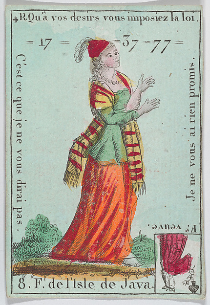 Anonymous, French, 18th century, Hab.t du Thibet from playing cards "Jeu d'Or"