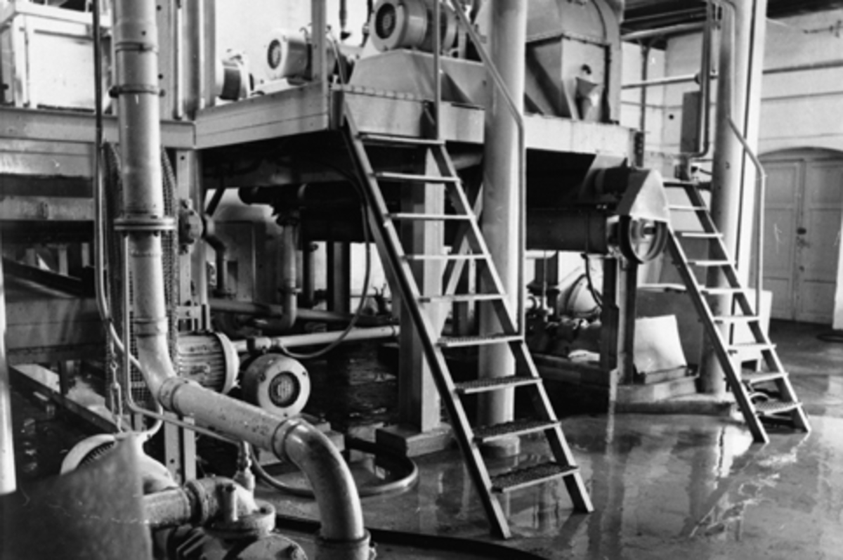 Anno Domkirkeodden, Jessnes Potetmjølfabrikk, Hedmarkens Potetmelfabrikk. Interiør, produksjonslokale.