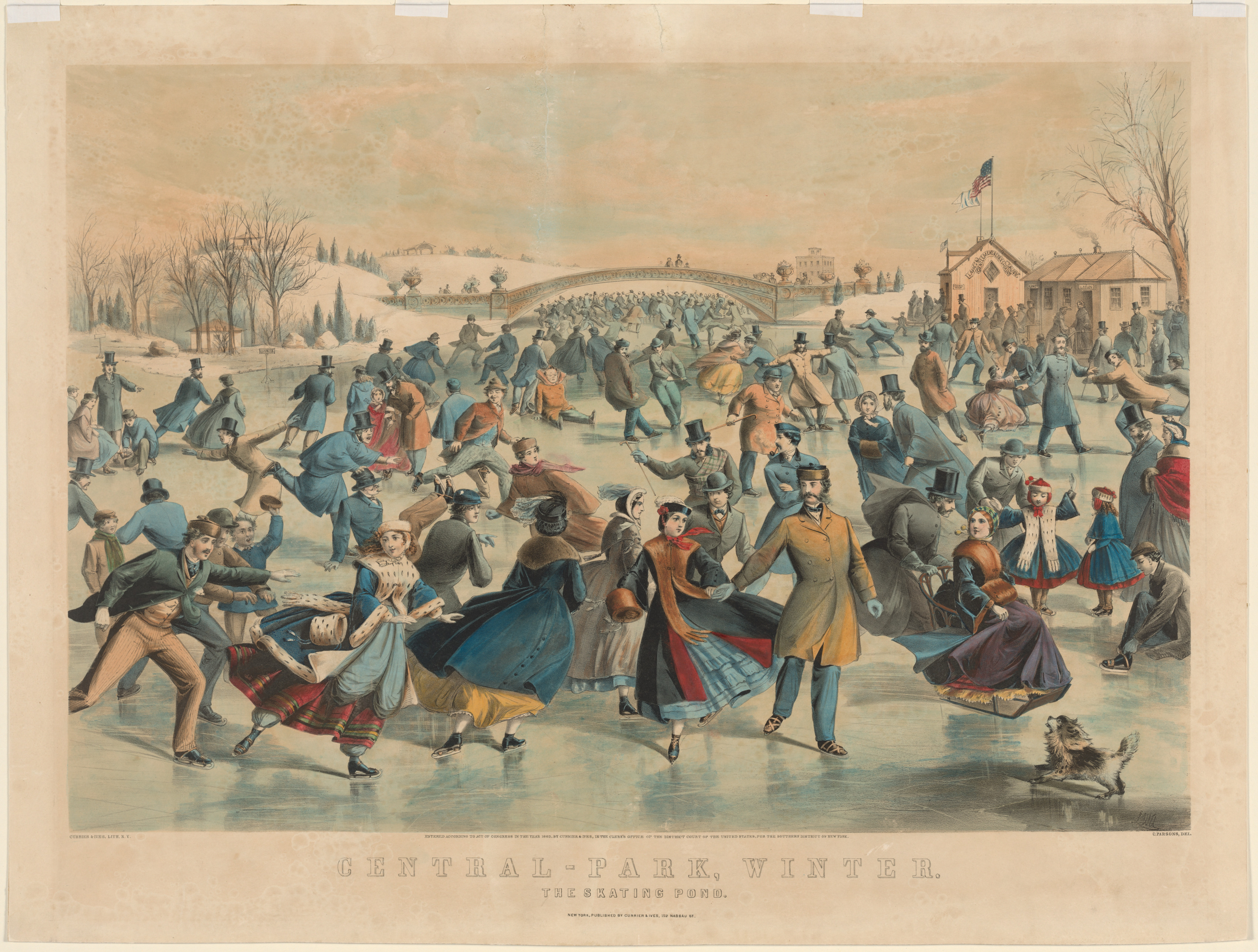 Nathaniel Currier, Central Park, Winter:  The Skating Pond