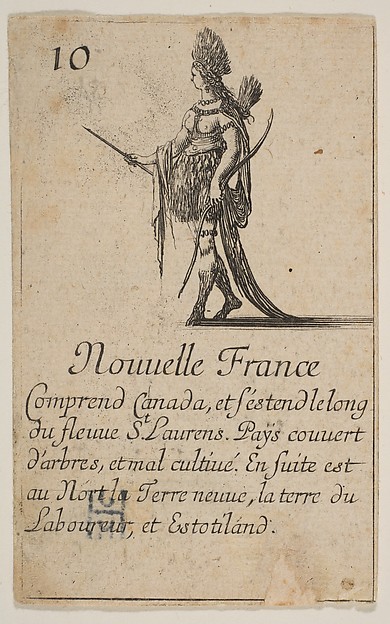 Stefano della Bella, New France, from the playing cards "Jeu de la Géographie"