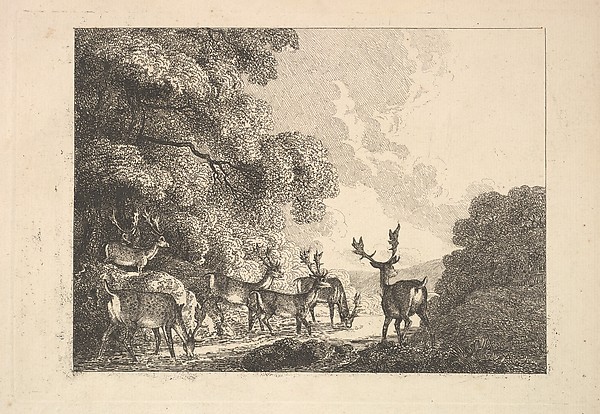 Thomas Rowlandson, A Group of Stags Drinking