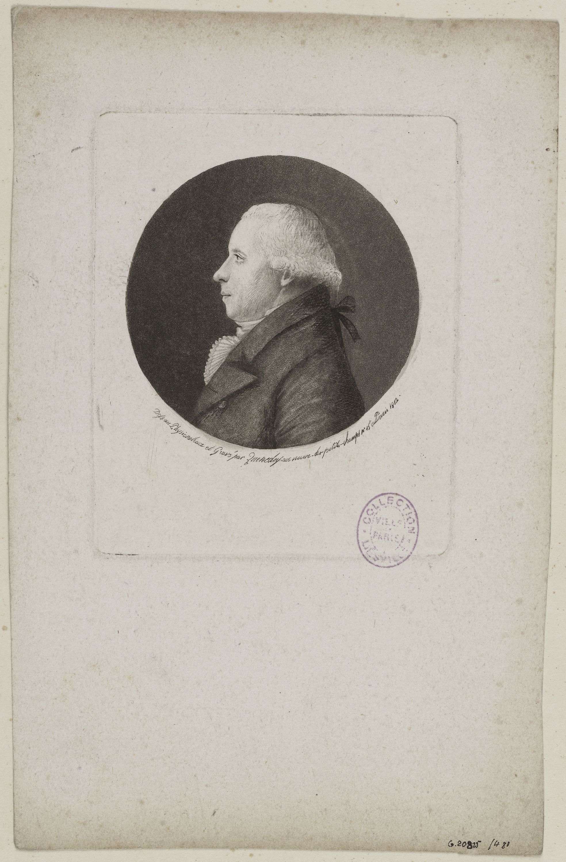 Edmé Quenedey, Portrait d'un homme, fin XVIIIème siècle/début XIXème siècle