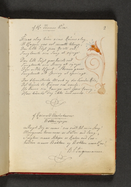 Johan Thomas Lundbye, En lilje, der vokser op af et løg (stiliseret). Hertil vers. Side 3