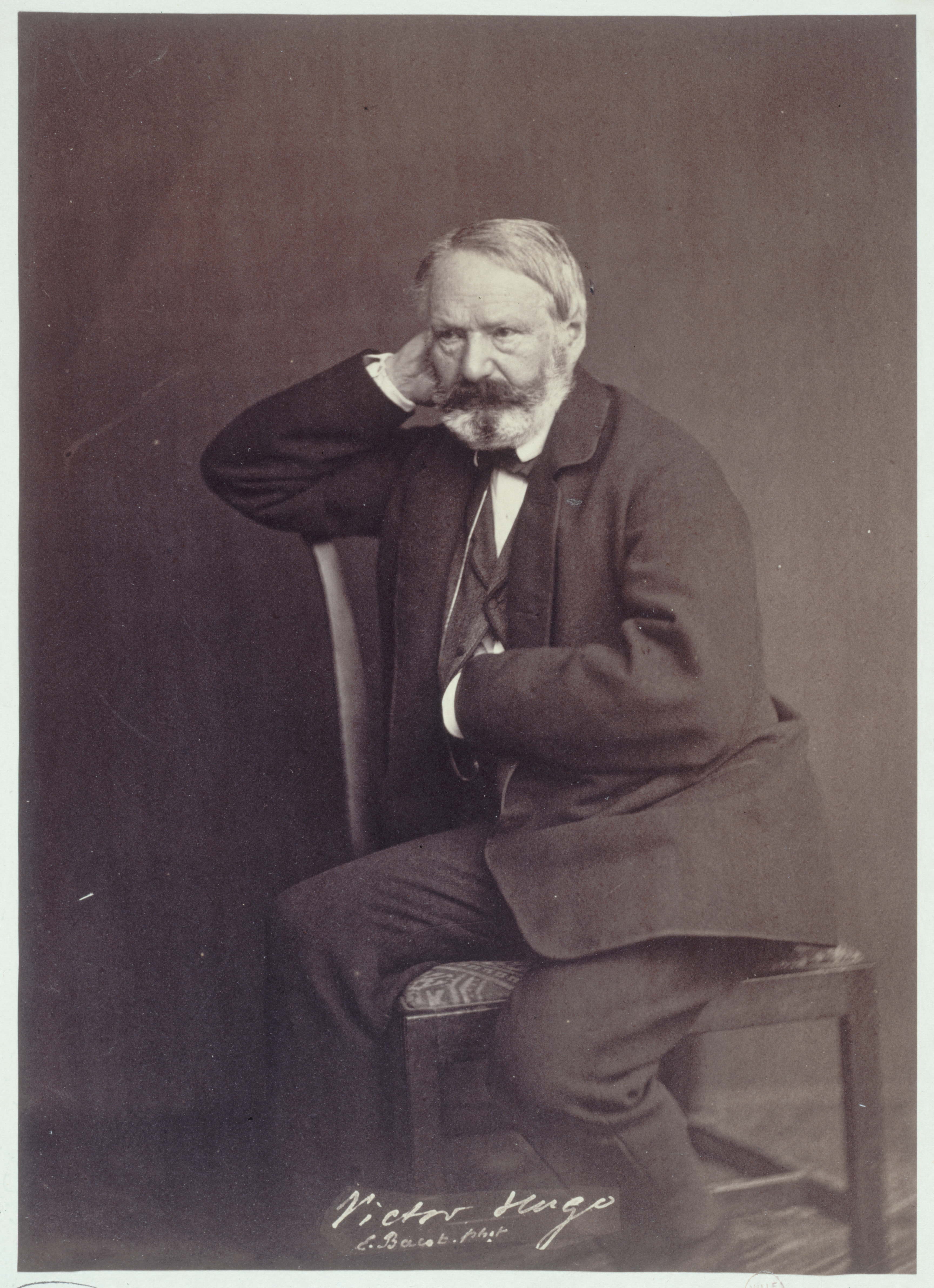 Edmond Bacot, Portrait de Victor Hugo de trois quart (1808-1885), (écrivain)