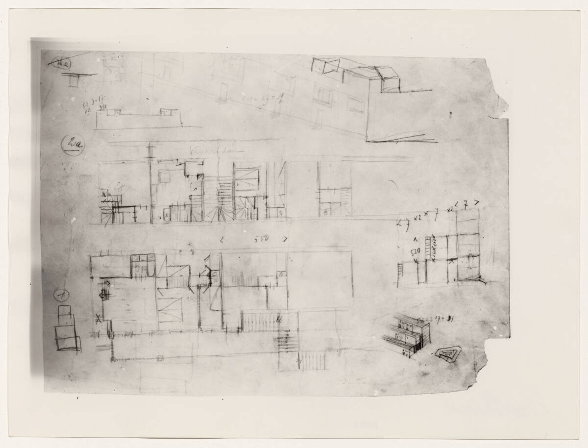 Anonym, Siedlungshäuser, Grundrisse, Skizzen