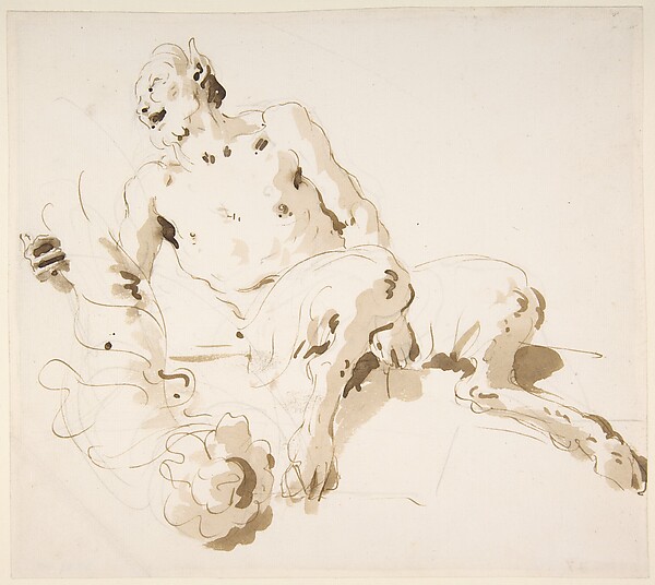 Giovanni Battista Tiepolo, Seated Satyr Holding a Garland