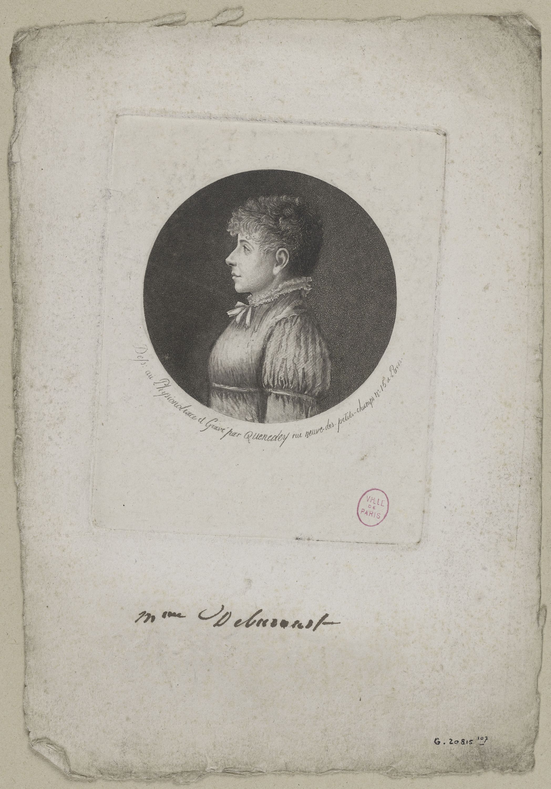 Edmé Quenedey, Portrait de Madame Debucourt