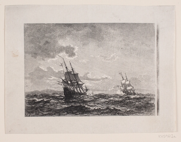 F. Hendriksen, Illustration til H. Drachmann, "Paa Kanoner og Pokaler"