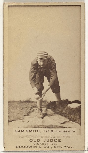 Goodwin & Company, Samuel J. "Skyrocket" Smith, 1st Base, Louisville Colonels, from the Old Judge series (N172) for Old Judge Cigarettes