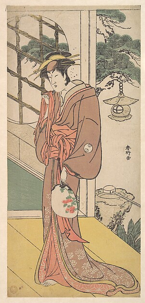 Katsukawa Shunkō, Arashi Ryuzo as a Tall Woman Standing on the Engawa