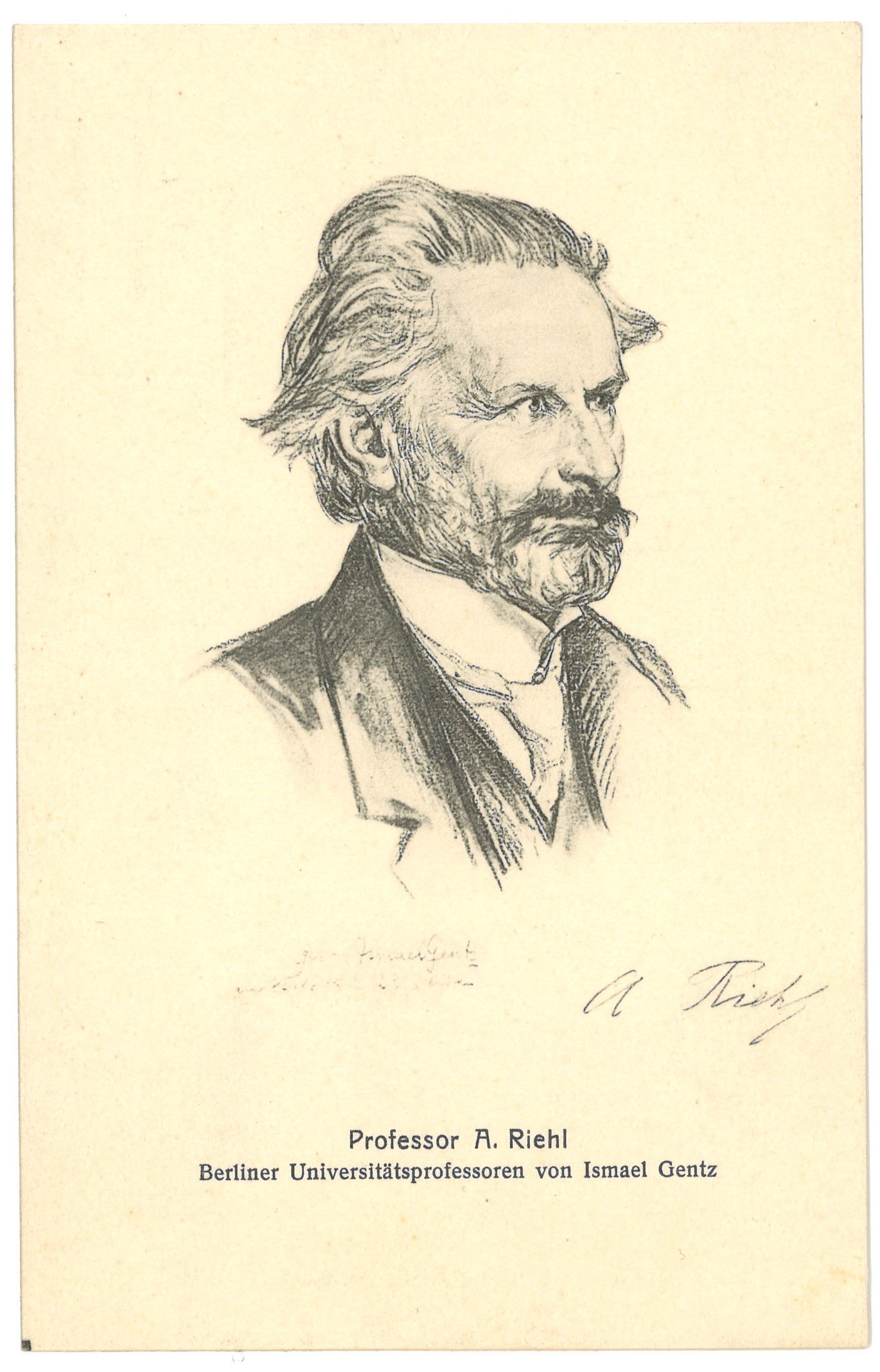 Ismael Gentz, Riehl, Alois (1844–1924), Philosoph (Zeichnung von Ismael Gentz)