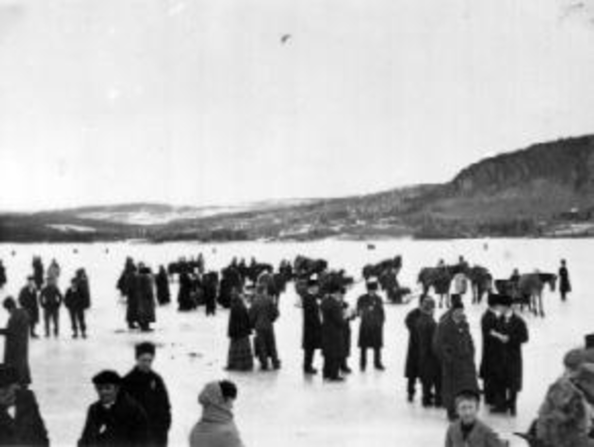 Anno Domkirkeodden, Travløp på Mjøsisen. Mye folk.