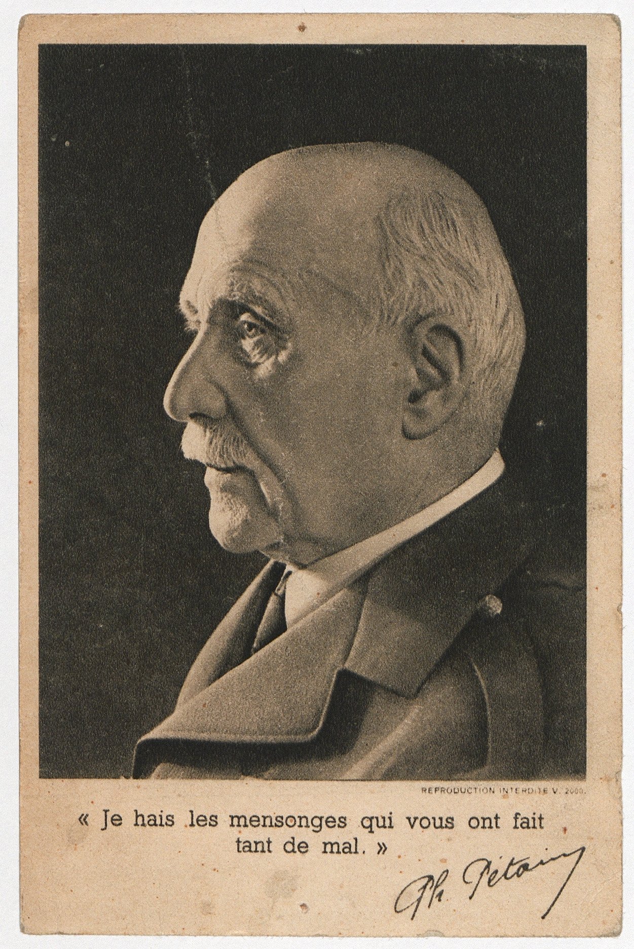 Imprimerie Ed. Desfossés, Carte postale à l'effigie du Maréchal Pétain