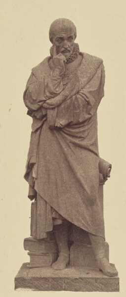 Édouard Baldus, ["Montaigne", Statue by Jean-François Soitoux, Decoration of the Louvre, Paris]