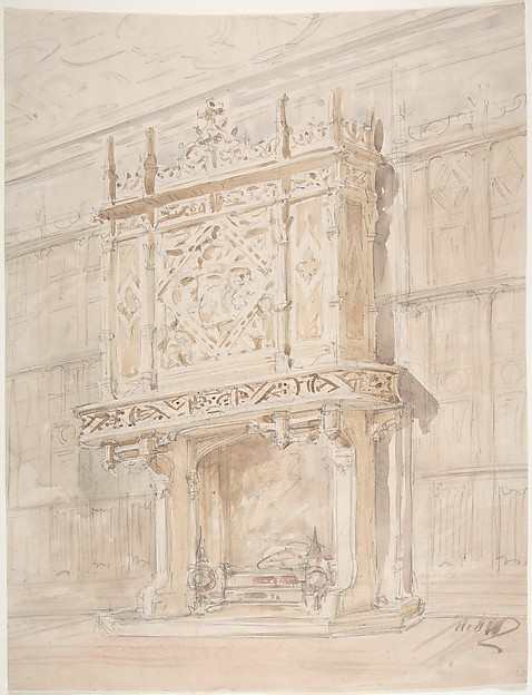 Anonymous, British, 19th century, Medieval or Tudor Chimneypiece Design