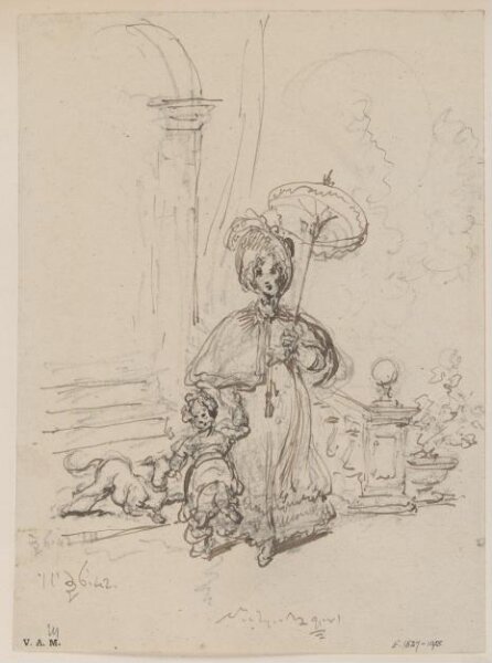 George Chinnery, A Western woman with a child and a dog