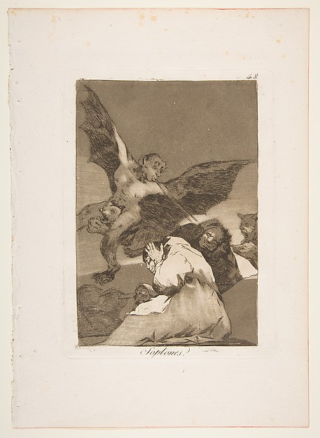 Goya (Francisco de Goya y Lucientes), Plate 48 from "Los Caprichos": Tale-Bearers--Blasts of Wind (Soplones)