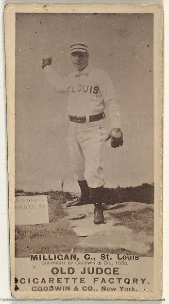 Goodwin & Company, Jocko Milligan, Catcher, St. Louis Browns, from the Old Judge series (N172) for Old Judge Cigarettes
