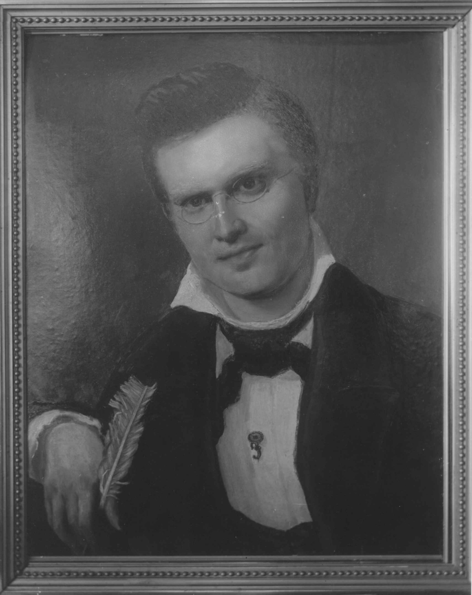 Anders Beer Wilse, Portrett, Bjørnstjerne Bjørnson (1832-1910). Fotografi av maleri, påbegynt av malermester Nordraak, men hovedsakelig utført av frk. Schreibe sommeren 1857.