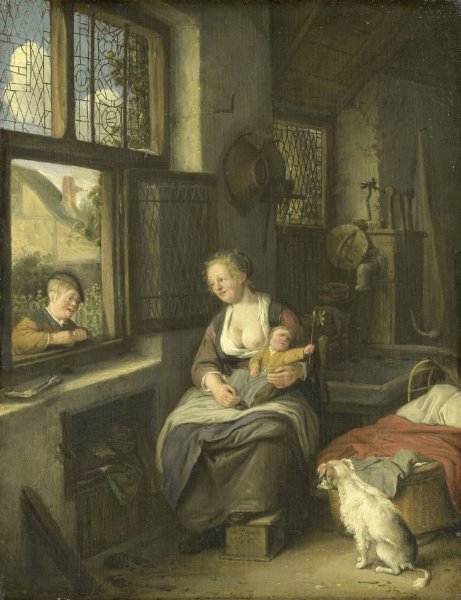 Cornelis Dusart, A Mother with her Children