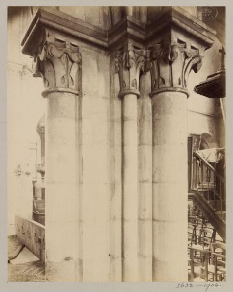 Atget, Jean-Eugène-Auguste, Capitals, Church of St Julien, Paris, France