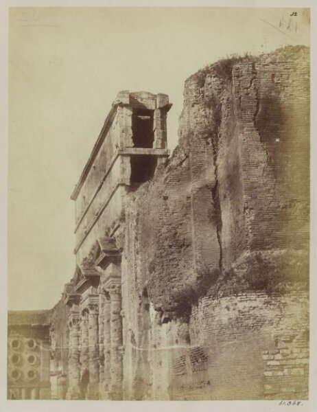 Parker, John Henry, Aqueducts and Gates - Porta Maggiore, from the north-east, with Aqueducts, Claudia (VIII.) and Anio Novus, (IX.), shewing the Specus and the north side of the baker's tomb