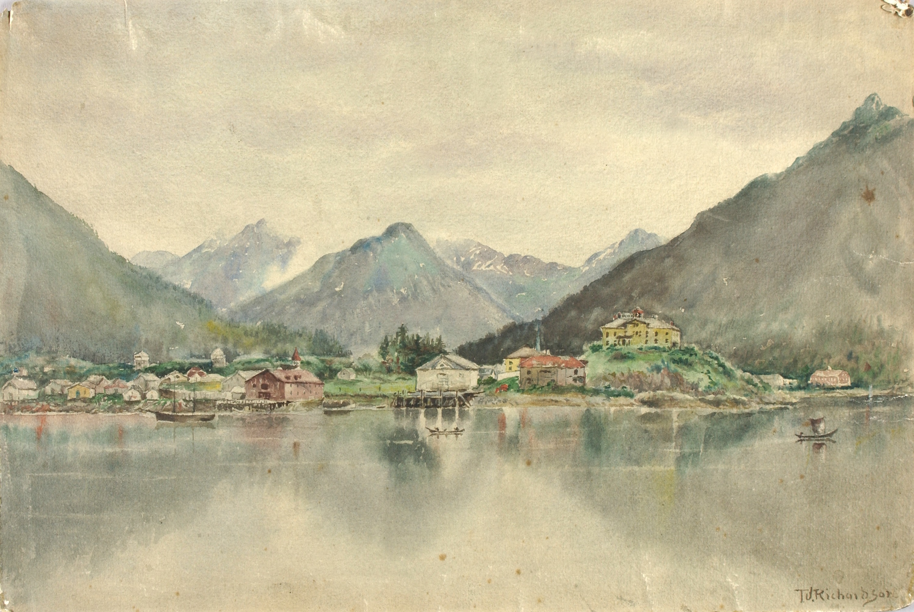 Theodore J. Richardson, Sitka from the Islands, Showing Russian Castle, 1888