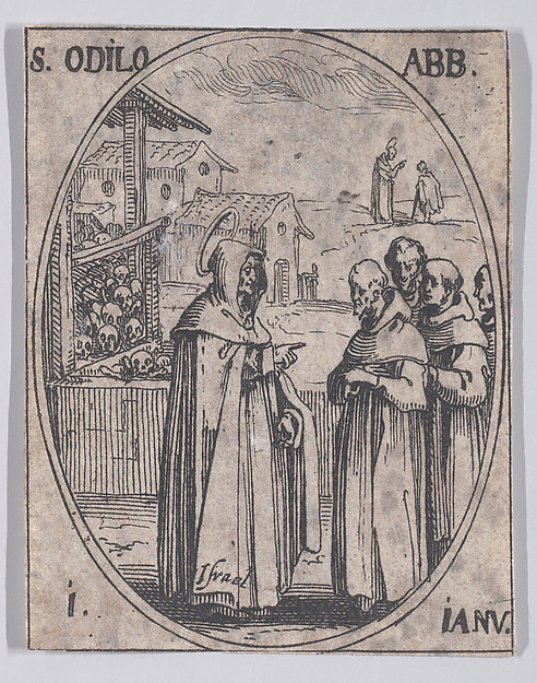 Jacques Callot, S. Odilon, abbé (St. Odilo, Abbot), January 1st, from "Les Images De Tous Les Saincts et Saintes de L'Année" (Images of All of the Saints and Feast Days of the Year)