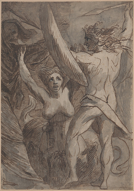 James Barry, Satan, Sin, and Death: "Death and Sin met by Satan on his Return from Earth"
