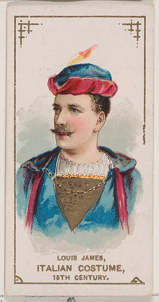 W. Duke, Sons & Co., Louis James in Italian Costume of the 15th Century, from the set Actors and Actresses, Second Series (N71) for Duke brand cigarettes