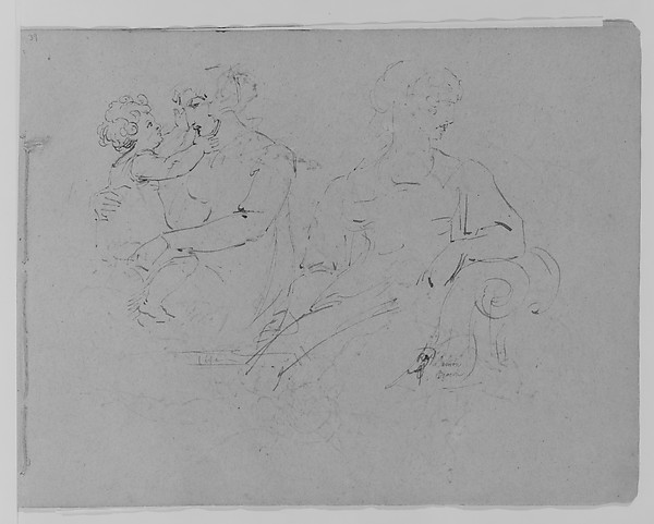 Thomas Sully, Mother and Child; Female Figure (from Sketchbook)