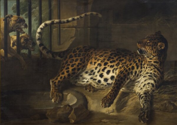 Jean-Baptiste Oudry, Leopard i bur anfallen av två doggar