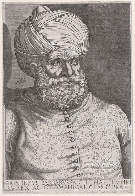 Agostino Veneziano (Agostino dei Musi), Portrait of Barbarossa