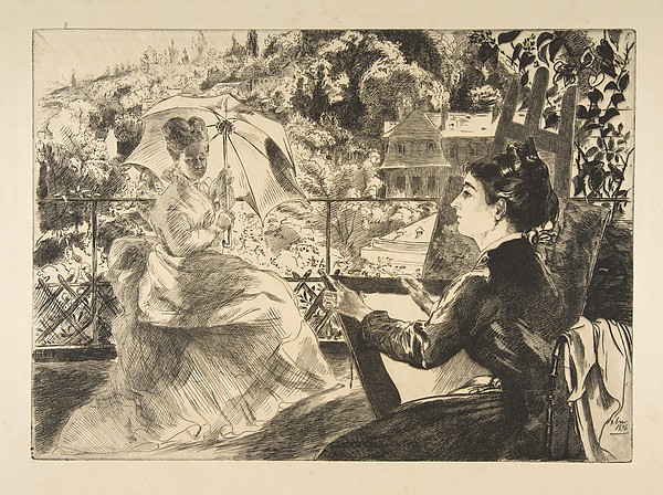Félix Bracquemond, La Terrasse de la Villa Brancas