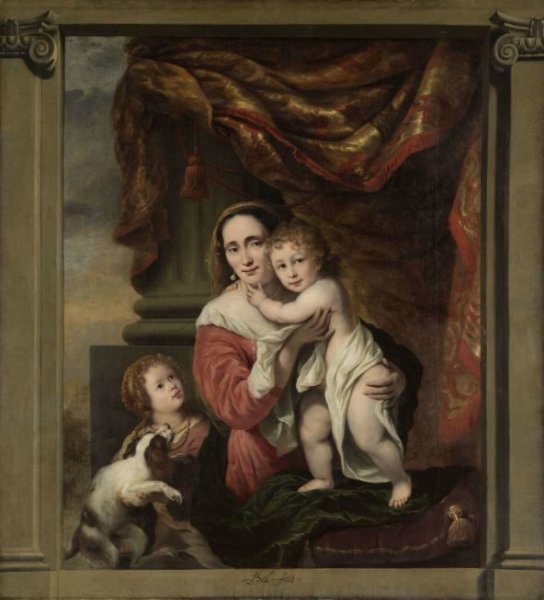 Ferdinand Bol, Caritas: Joanna de Geer (1629-1691) with her Children Cecilia Trip (1660-1728) and Laurens Trip (b. 1662)