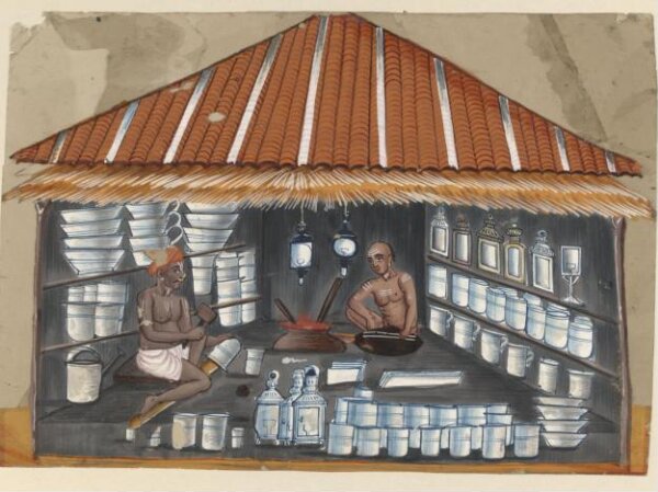 Unknown, One of eleven paintings depicting craftsmen and their shops.