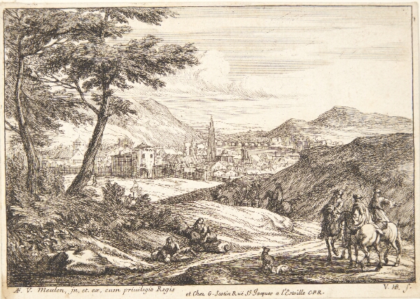 Jan van Huchtenburg, Udsigt mod en by med et gotisk spir