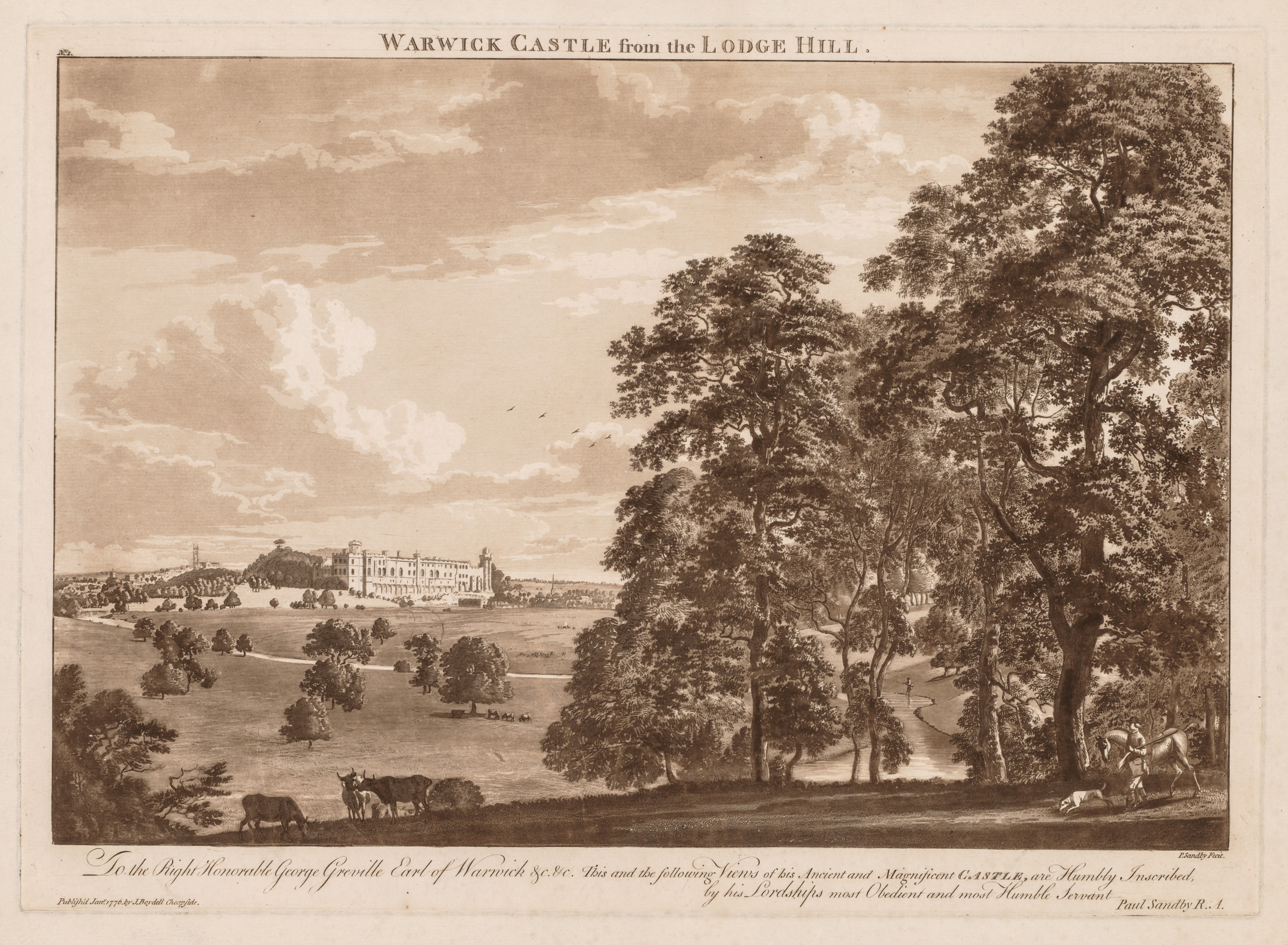 Paul Sandby, Views of Warwick Castle:  Warwick Castle from the Lodge Hill