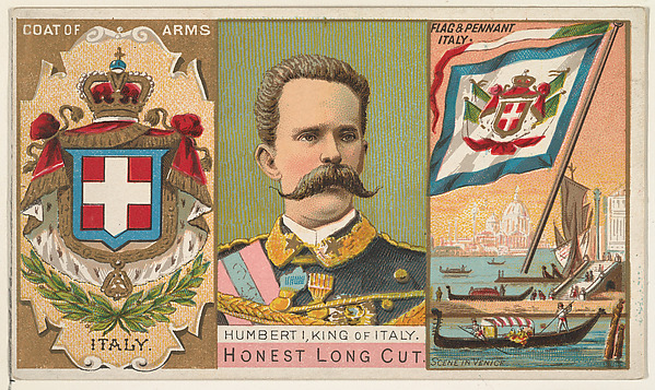 W. Duke, Sons & Co., Humbert I, King of Italy, from the Rulers, Flags, and Coats of Arms series (N126-1) issued by W. Duke, Sons & Co.