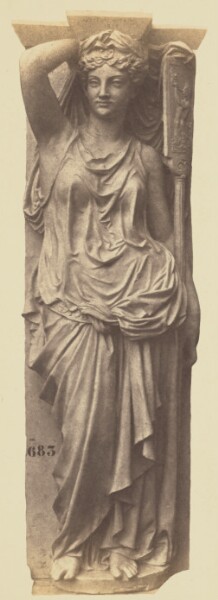 Édouard Baldus, [Caryatid by Victor Vilain, Decoration of the Louvre, Paris]