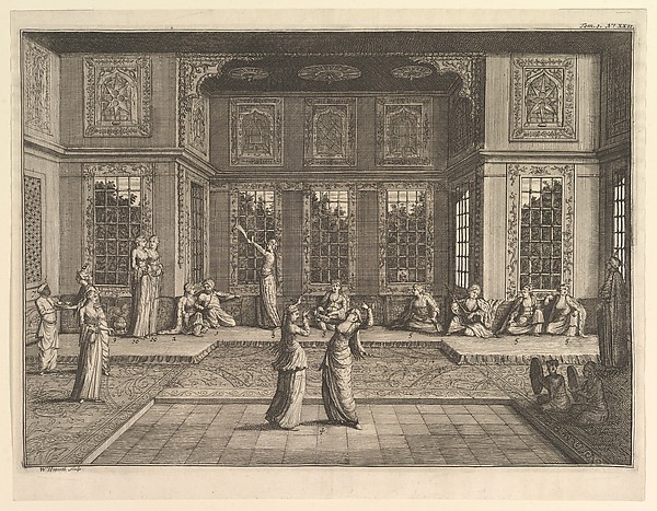 William Hogarth, The Seraglio (Aubry de La Mottraye, Travels throughout Europe, Asia and into Part of Africa..., London, 1724, vol. I, pl. 18)