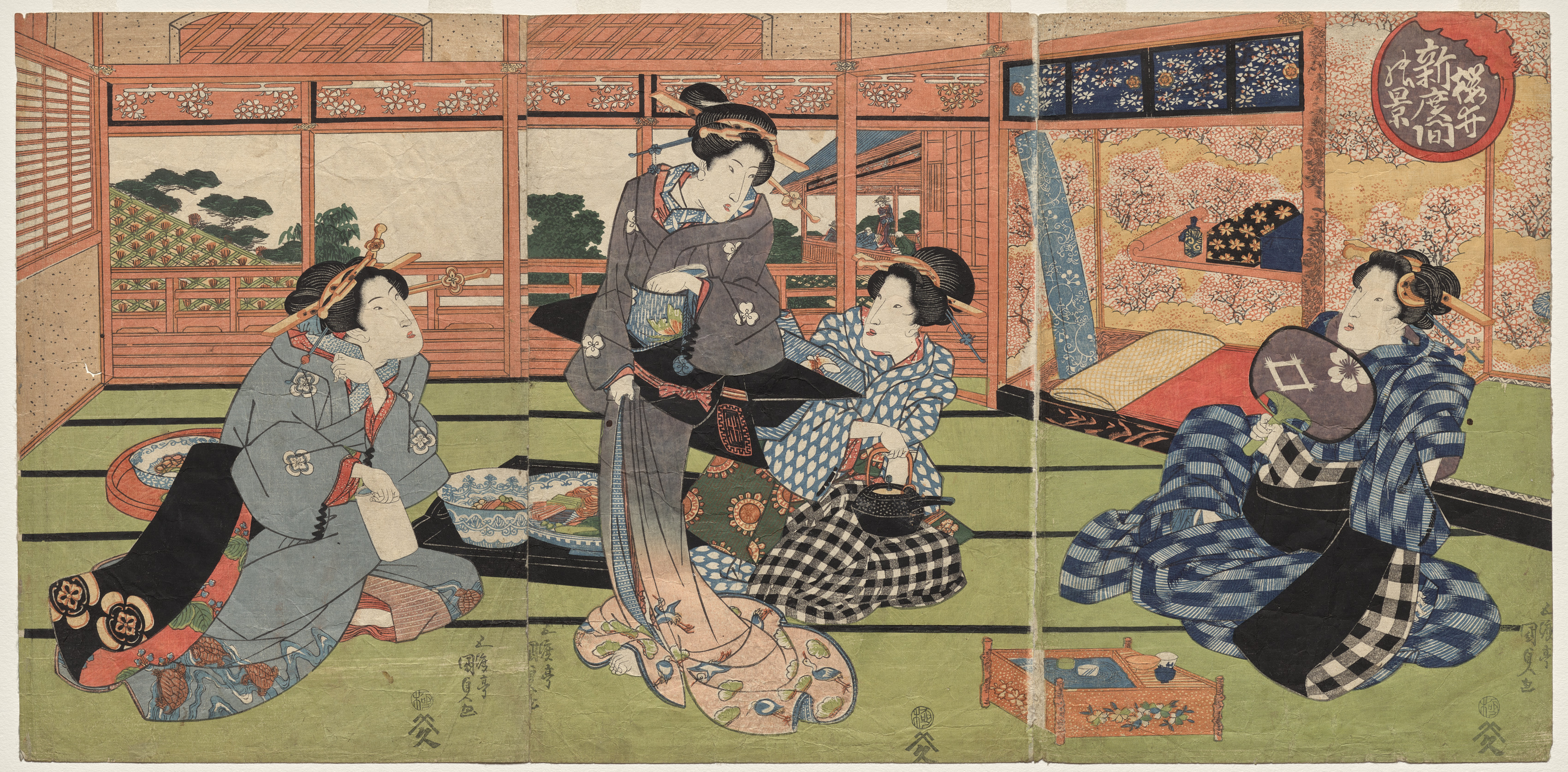 Utagawa Kunisada, A View of the Large New Room at Sakurai
