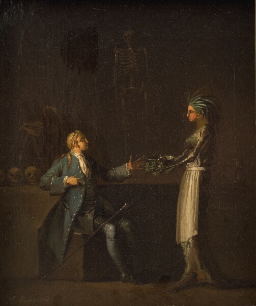 Nicolai Abildgaard, Lægens hustru røber, at hendes mand vil anatomere Niels Klim til videnskabens fremme