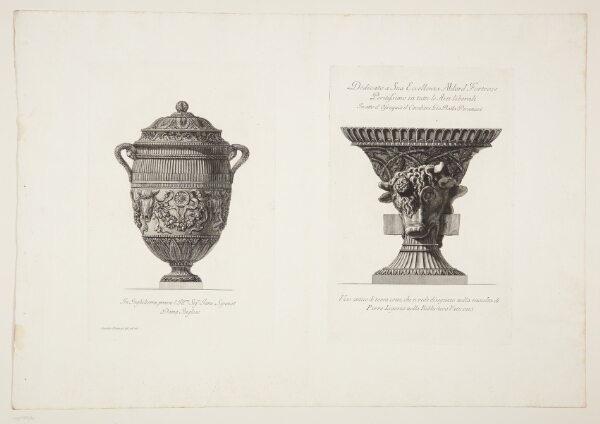 Giovanni Battista Piranesi, Vase med oksekranier og vase med tyrehoveder